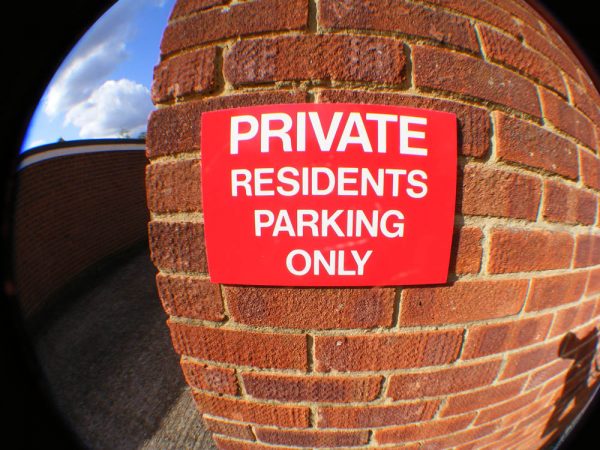 residents parking sign