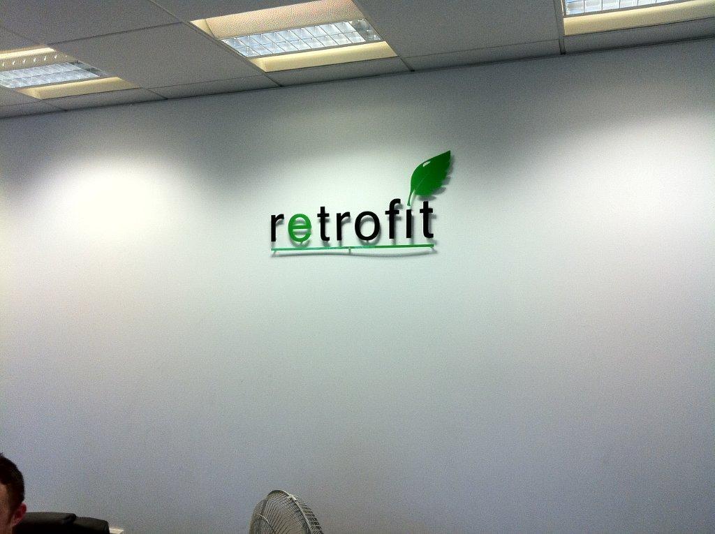 acrylic logo on the wall